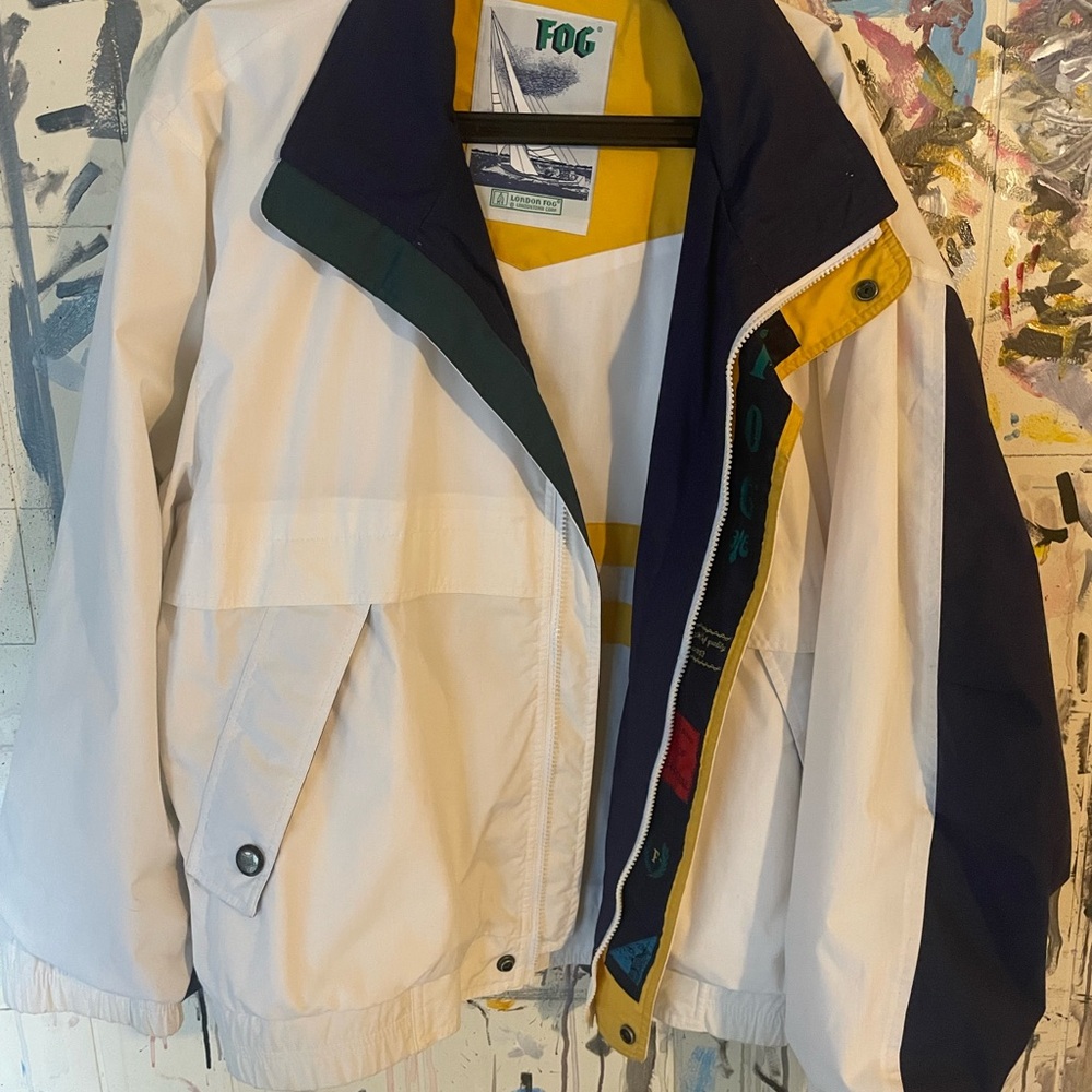 London Fog White and Blue Windbreakers